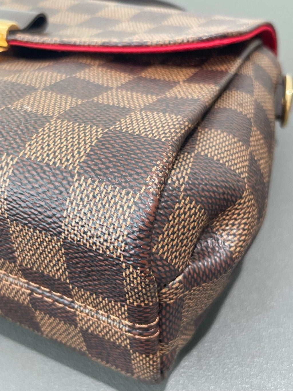 Louis Vuitton Croisette Damier Brown Gold Crossbody Top Handle Excellent