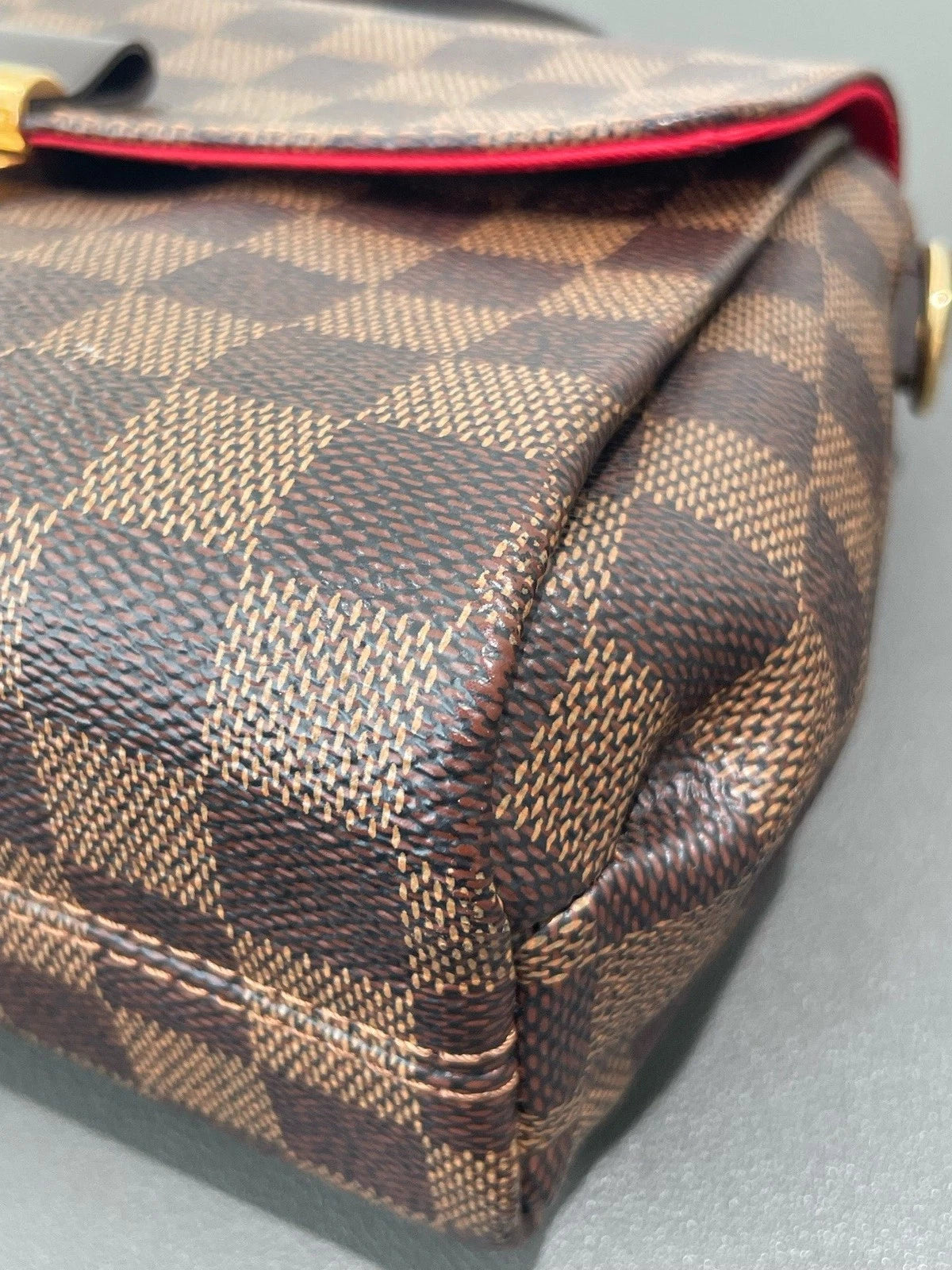 Louis Vuitton Croisette Damier Brown Gold Crossbody Top Handle Excellent