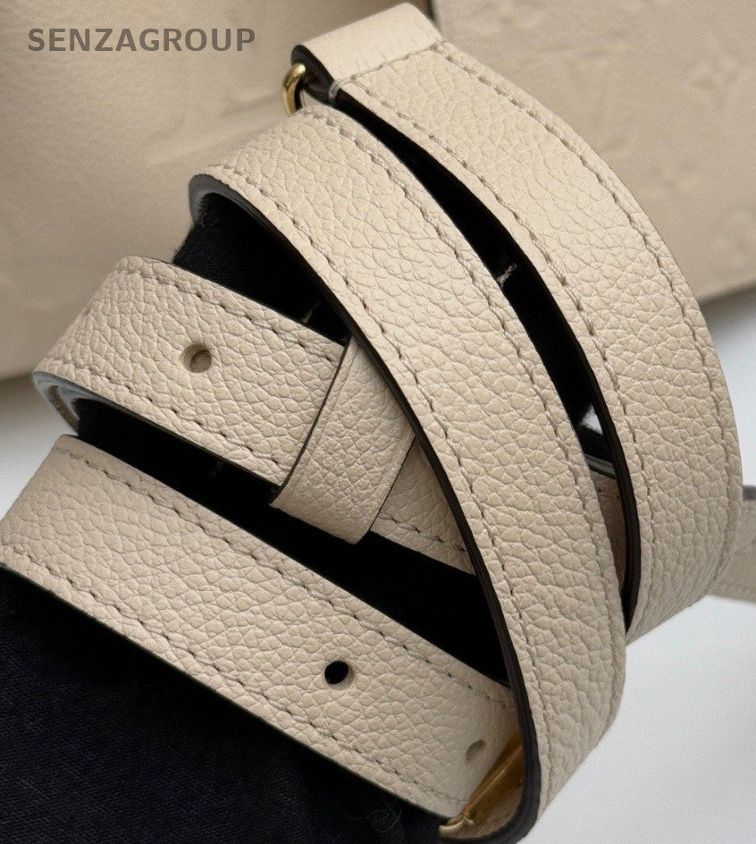 Louis Vuitton Calfskin Bucket Shoulder Bag Crossbody White Gold Women Classic