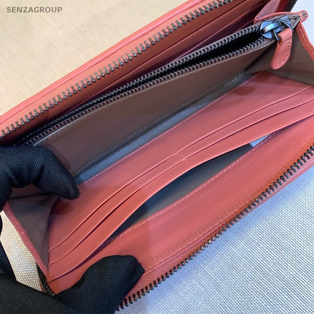 Bottega Veneta Intrecciato Clutch Wallet Rose Pink Women