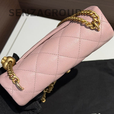 Chanel CF Pink Gold Hardware Calfskin Chain Shoulder Crossbody Bag