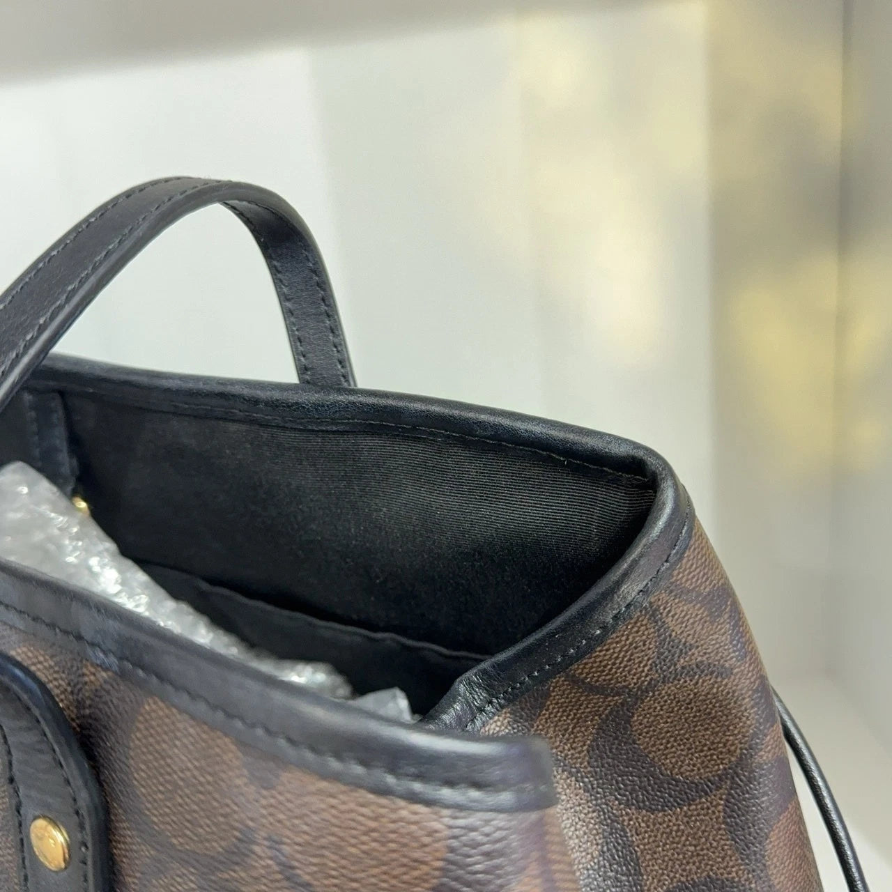 Coach Brown Monogram Canvas Tote Handbag Shoulder Bag for Women