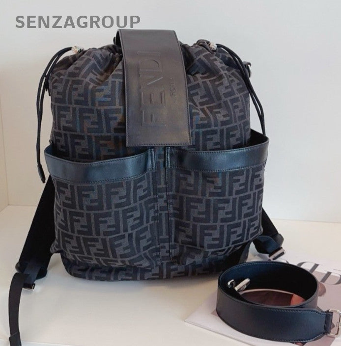 Fendi Strike MM Backpack Black Silver Unisex Adults Classic