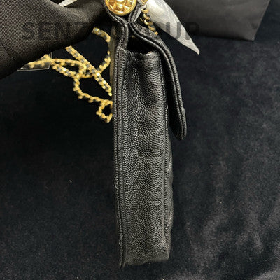 Chanel Black Quilted Leather Phone Bag with Gold Chain Strap