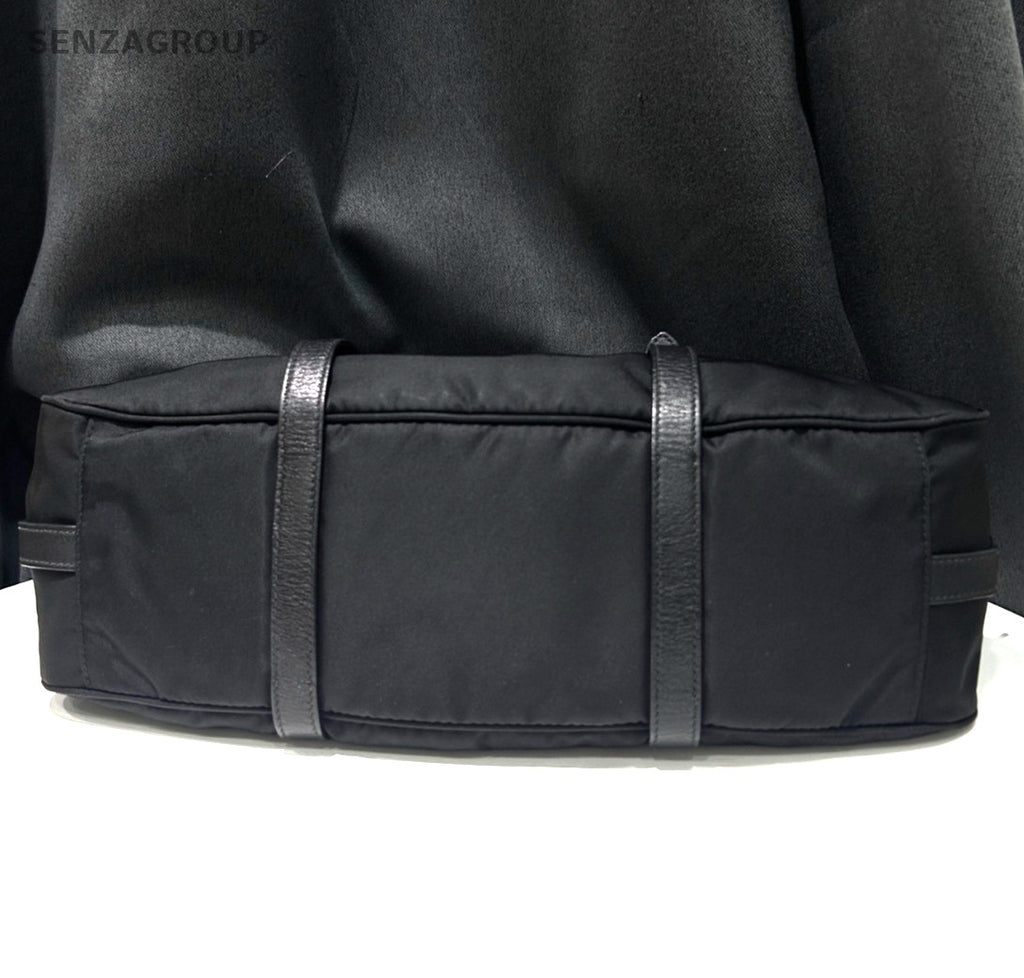 Prada Nylon 2Way Top Handle Bag Crossbody Black Gold Women Classic