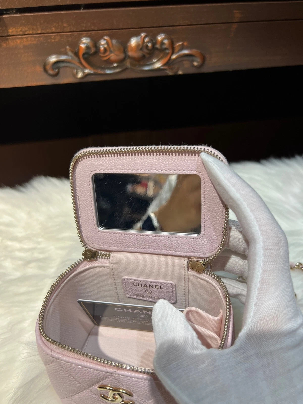 CHANEL Calfskin Sakura Pink Small Box Crossbody Bag For Women