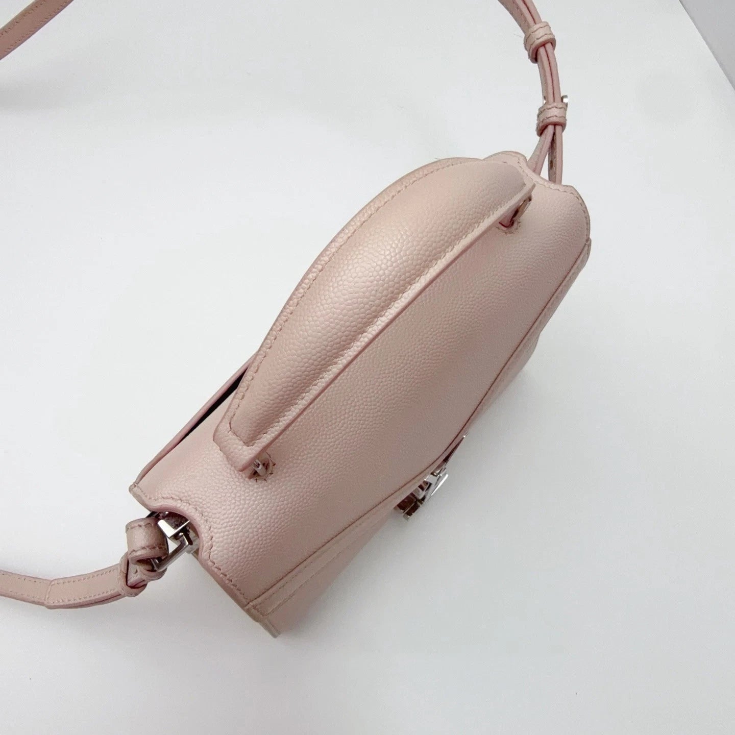 Saint Laurent Cassandra Calfskin Top Handle Crossbody Bag Pink Women Classic