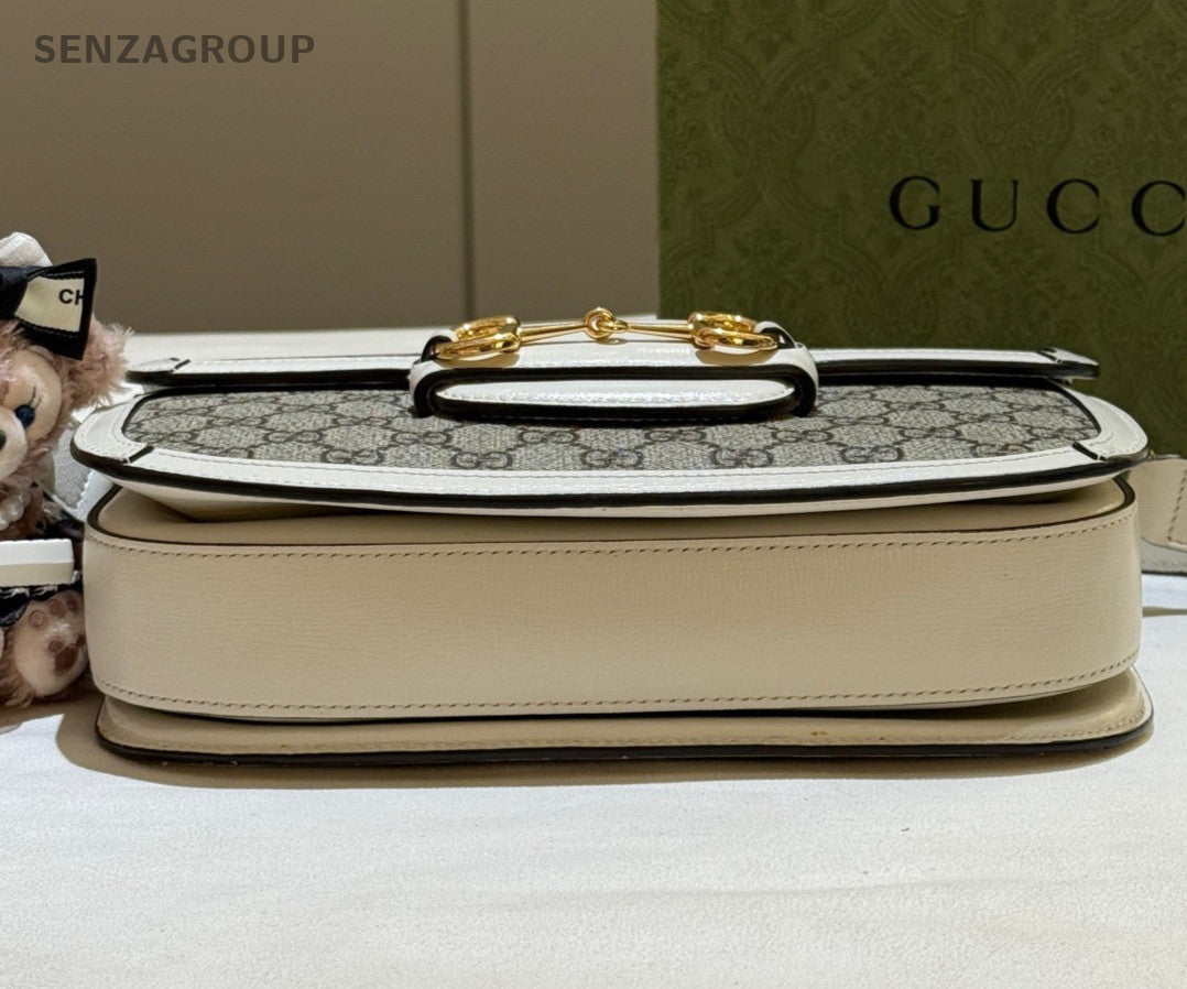 Gucci Saddle Ophidia MM Shoulder Bag Crossbody White Gold Women Classic