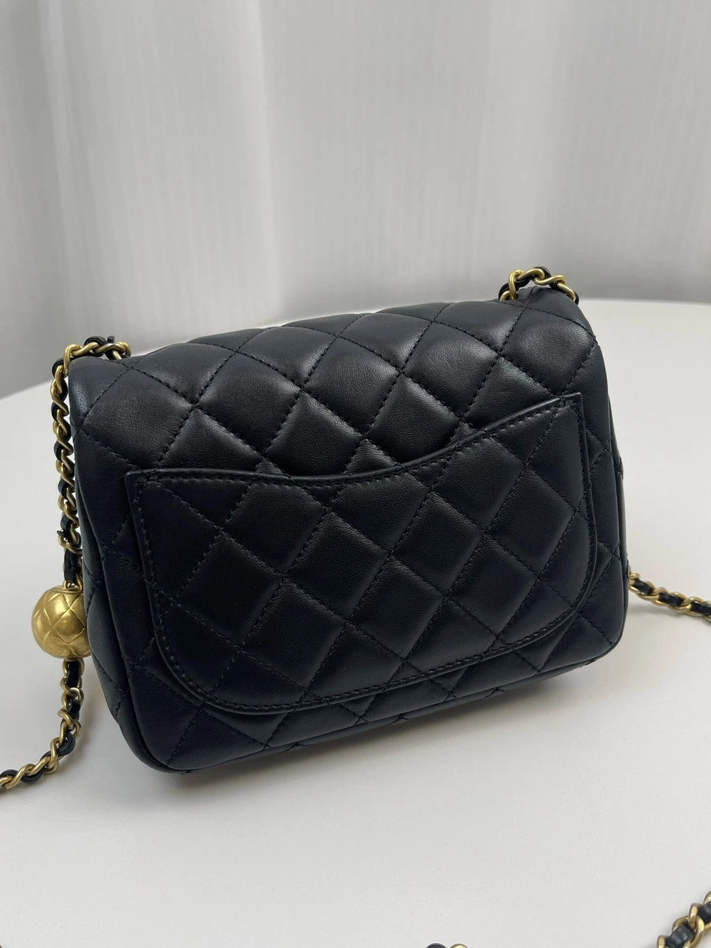 CHANEL Gold Ball Square Leather Crossbody Bag For Women