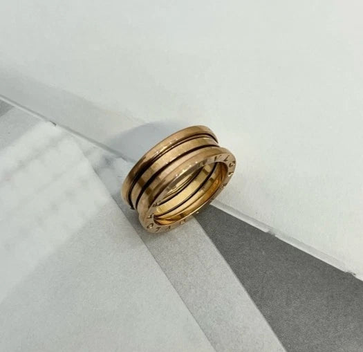 Bvlgari B. Zero1 18k Rose Pink Gold 3 Band Ring EU57/US8