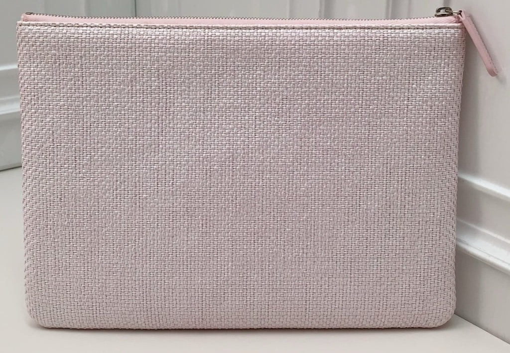 Clutch Chanel com zíper rosa usada designer clássico feminino-