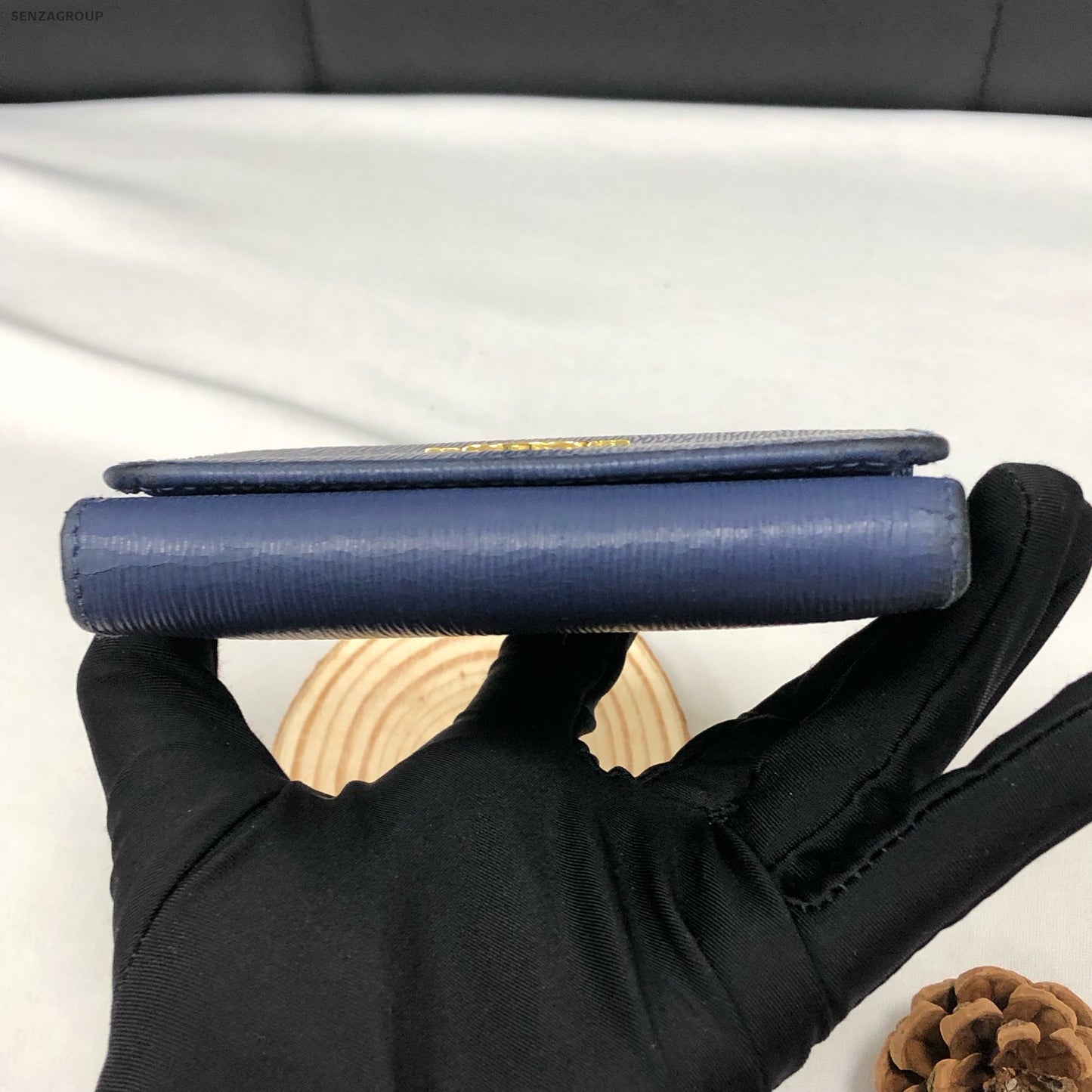 Prada Blue Gold Classic Fashion Women's Wallet Card Holder