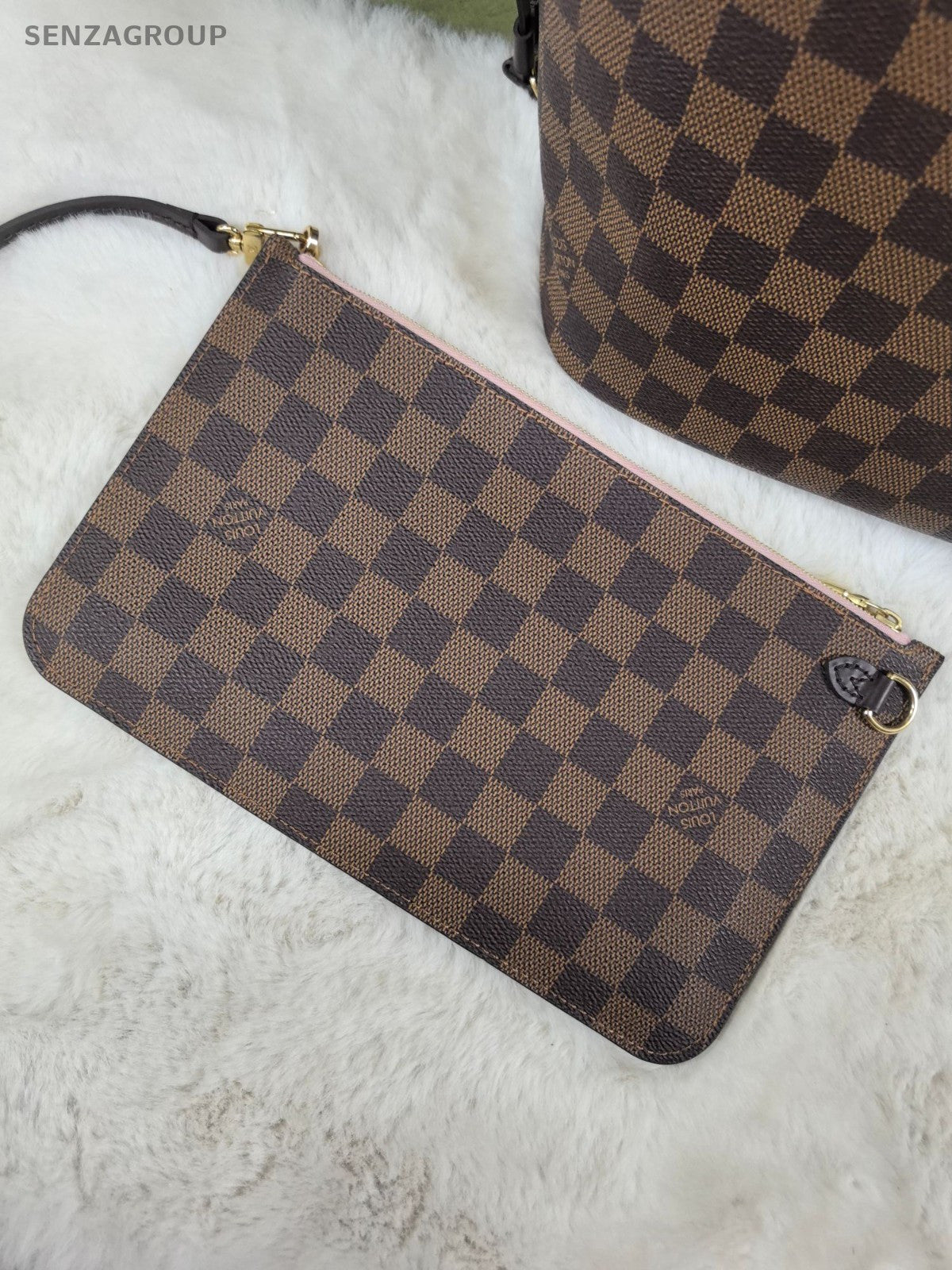 Louis Vuitton Neverfull MM Damier Ebene Tote with pouch Shoulder bag Women Brown