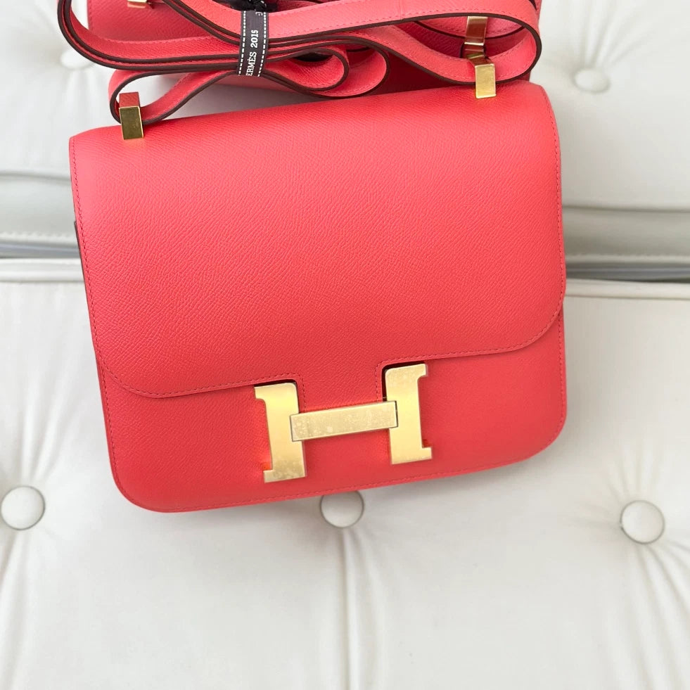 Hermes Constance 24 Epsom Shoulder Crossbody Bag Red Gold Women S