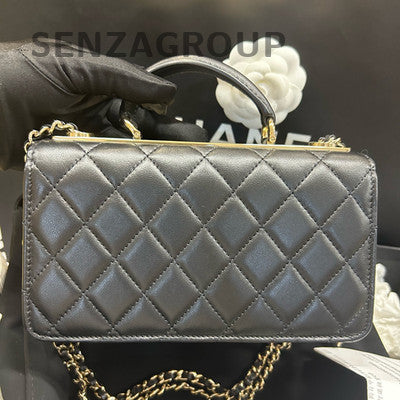 Chanel Quilted Black Gold Shoulder Crossbody Handbag - Women's Classic