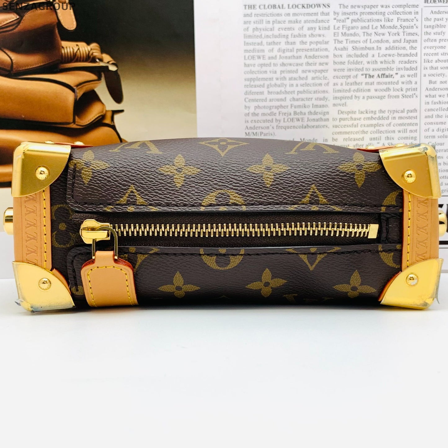Louis Vuitton Soft Trunk Small Monogram Shoulder Crossbody Bag Brown Gold
