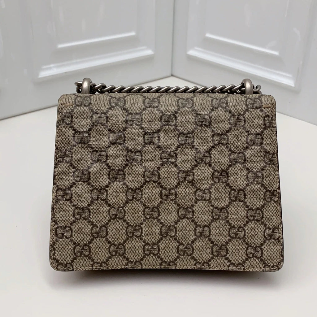 Gucci Dionysus Canvas Suede Chain Shoulder Crossbody Brown Silver Women Classic