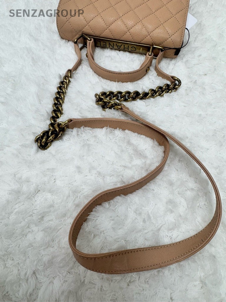 Chanel 2.55 Chain Diamond Top Handle Bag Crossbody Pink Gold Women Classic