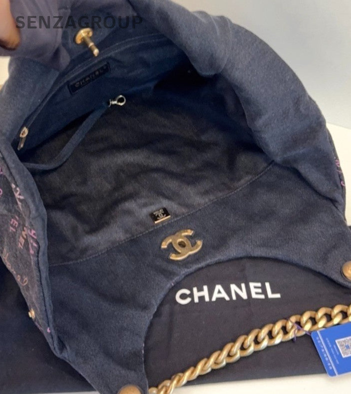 Chanel Hobo Chain Shoulder Bag Gold Black Used Women Designer