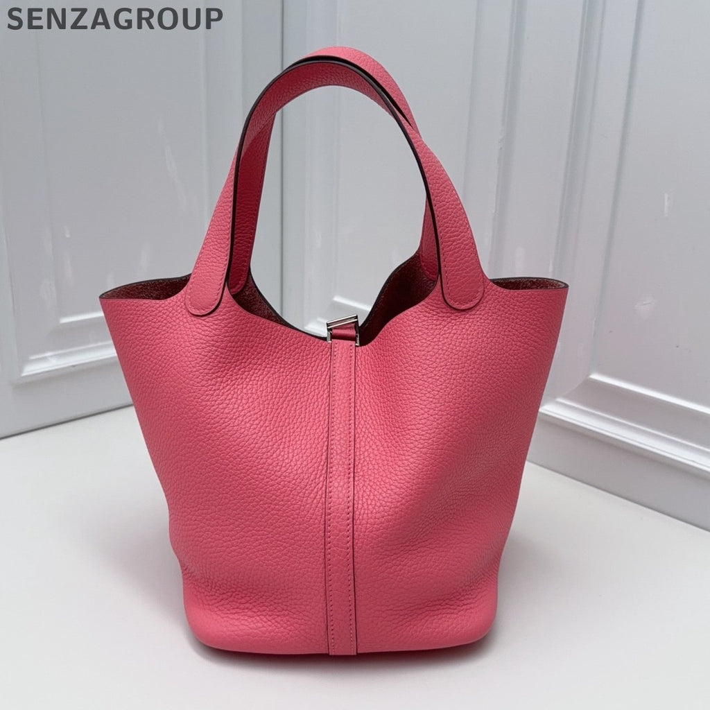 Hermes Picotin22 Top Handle Shoulder Bag Pink Silver Women Classic