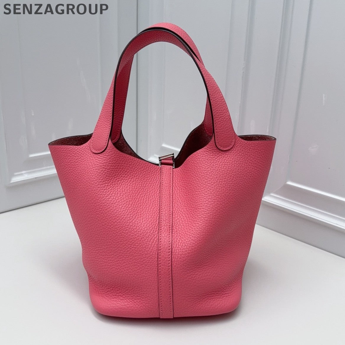 Hermes Picotin22 Top Handle Shoulder Bag Pink Silver Women Classic