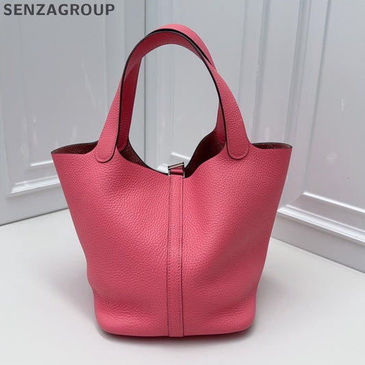 Hermes Picotin22 Top Handle Shoulder Bag Pink Silver Women Classic