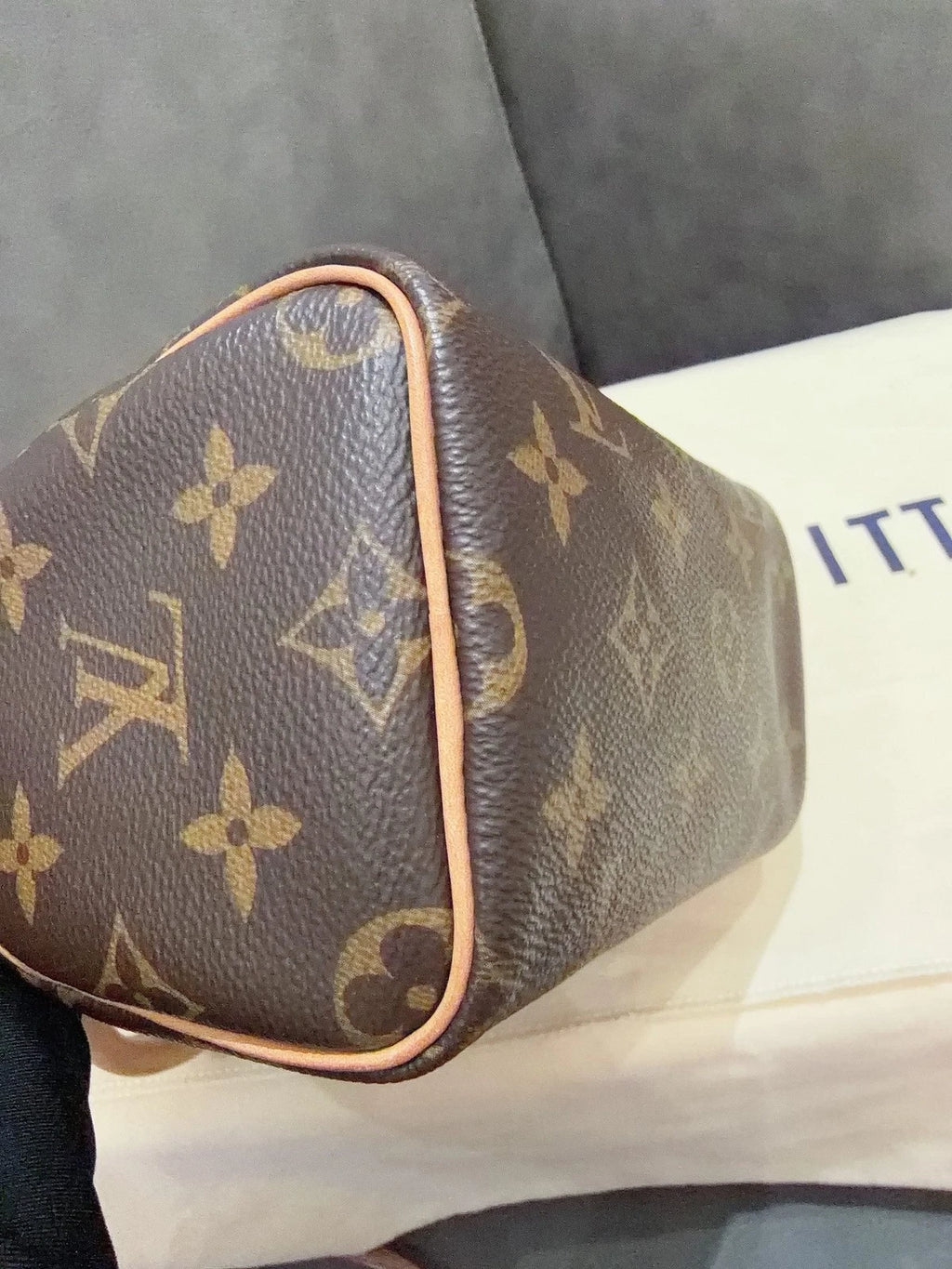 Louis Vuitton Speedy Nano Top Handle Shoulder Crossbody Bag Brown Women