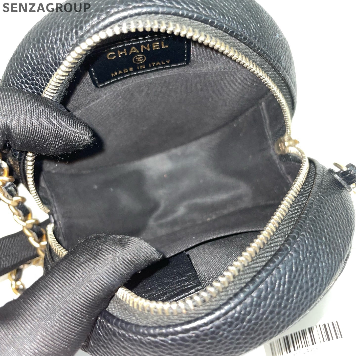 Chanel Black Caviar Leather Double C Round Bag Chain Shoulder Crossbody
