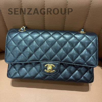Chanel Classic Flap Medium Black Gold Quilted Chain Shoulder Bag