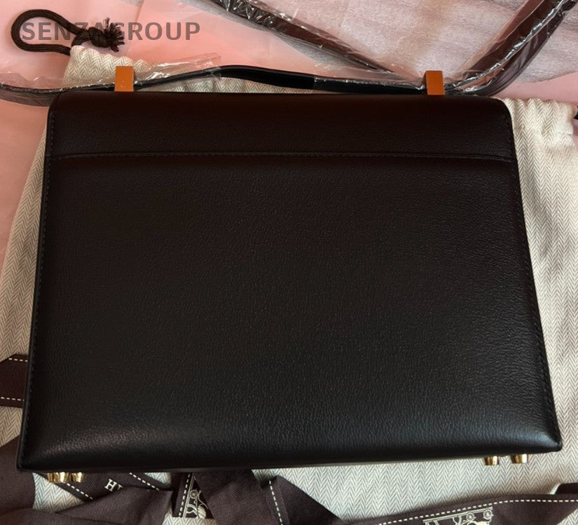 Hermes Verrou23 Shoulder Bag Crossbody Black Gold Used Women Classic Designer