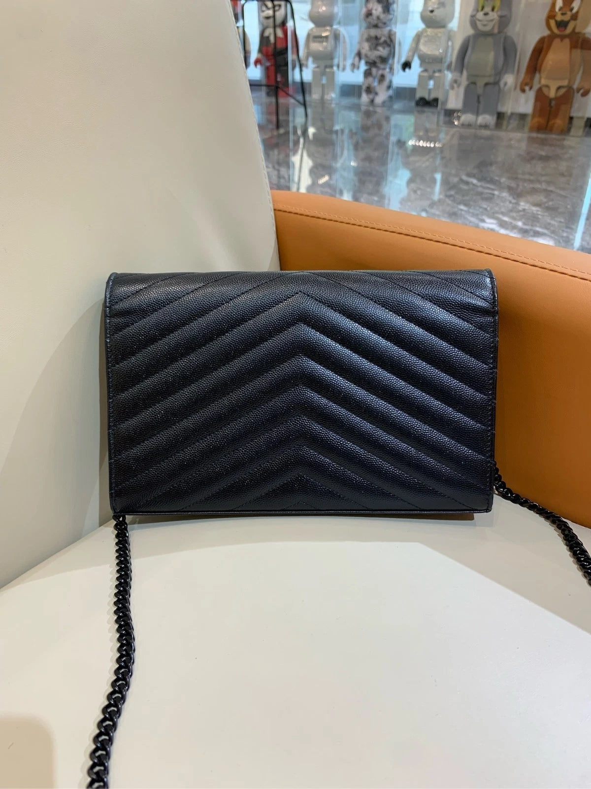 YSL SoBlack Black Matelasse Mini Envelope Crossbody Bag For Women