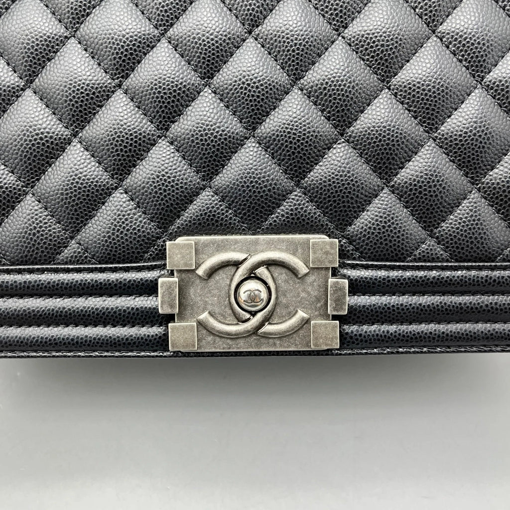 CHANEL Medium Leboy Black Leather Shoulder Bag For Women