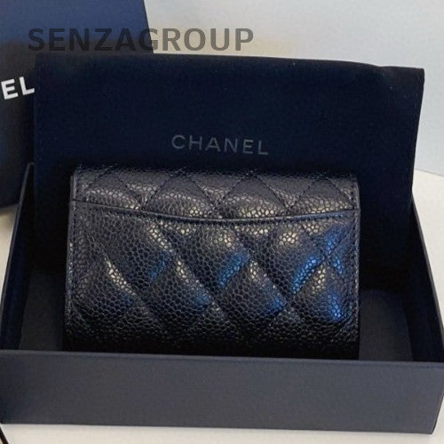 Chanel Classic Flap Clutch Long Wallet Diamond Black Gold Women Designer