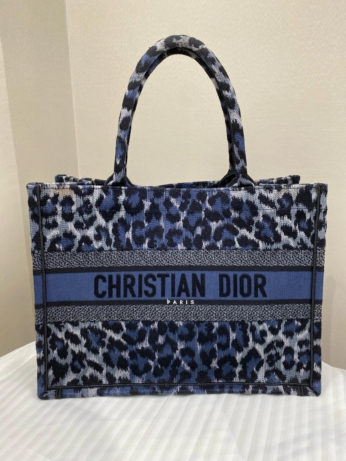 Authentic Dior Leopard Print Medium Book Tote Handbag For Women