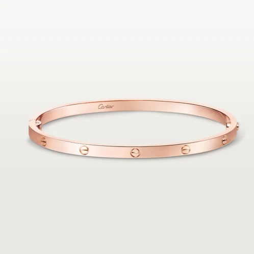 Cartier Love Small 3.6mm Bangle Bracelet 18k Rose/Pink Gold Single Screw Size19