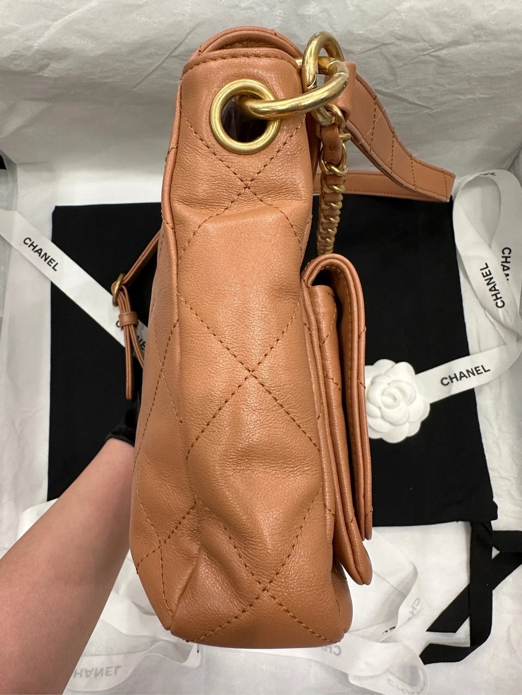 CHANEL Caramel Small Hobo Underarm Shoulder Bag For Women