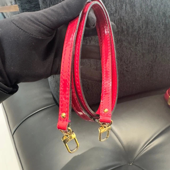 Louis Vuitton Alma BB Patent Top Handle Crossbody Red Gold Women Classic D