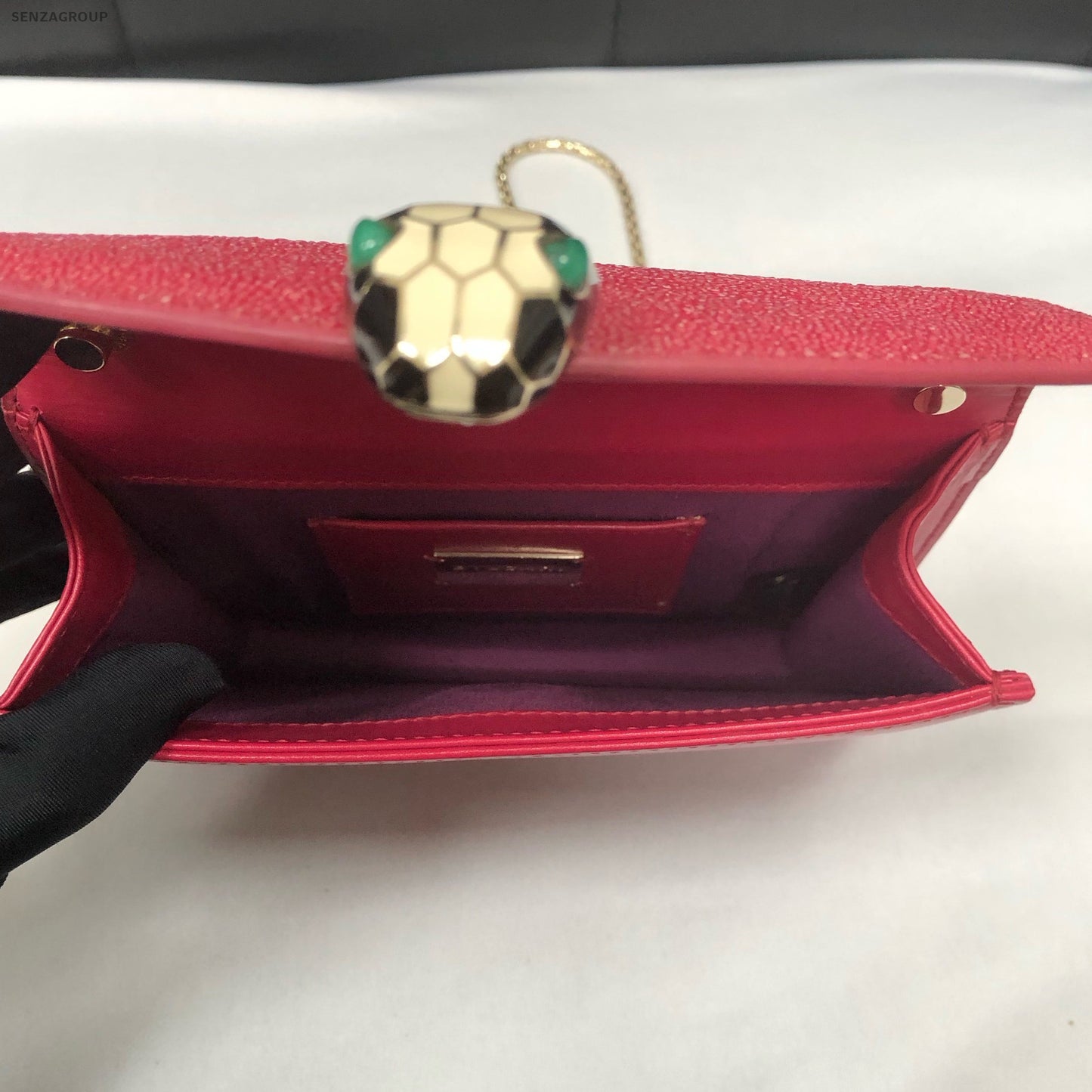 Bvlgari Serpenti Forever Chain Bag Red Gold Women's Classic Shoulder Crossbody