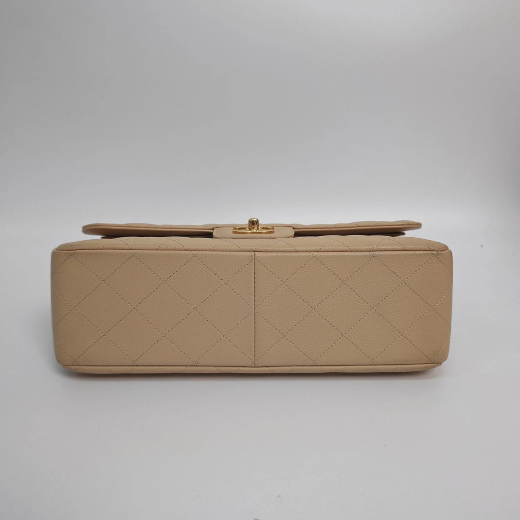 CHANEL Beige Leather CF Jumbo Shoulder Bag For Women