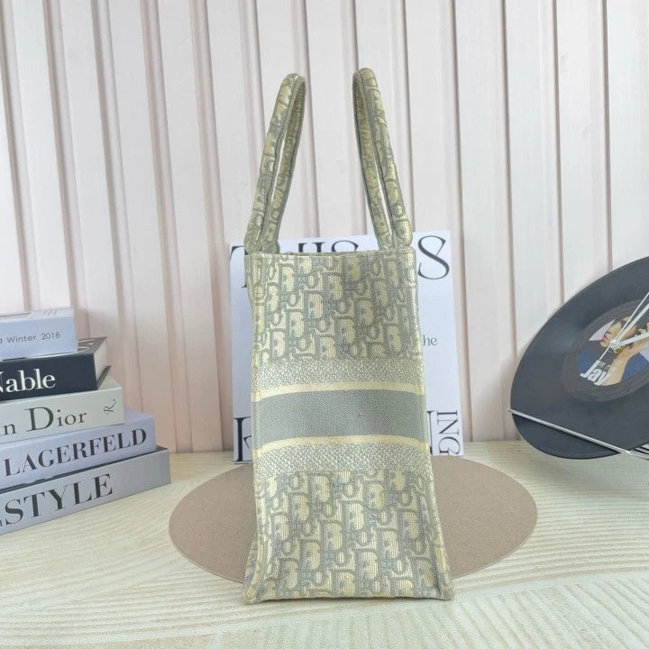 Dior Gray Embroidered Canvas Medium Book Tote Bag For Women