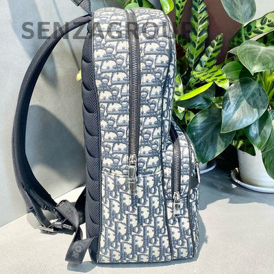 Dior Safari Oblique Backpack Zip Black White Silver Hardware Unisex