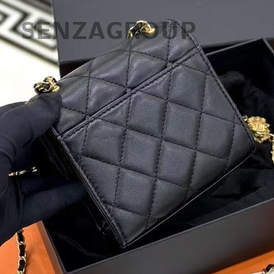 Chanel Classic Black Gold Quilted Chain Shoulder Crossbody Bag