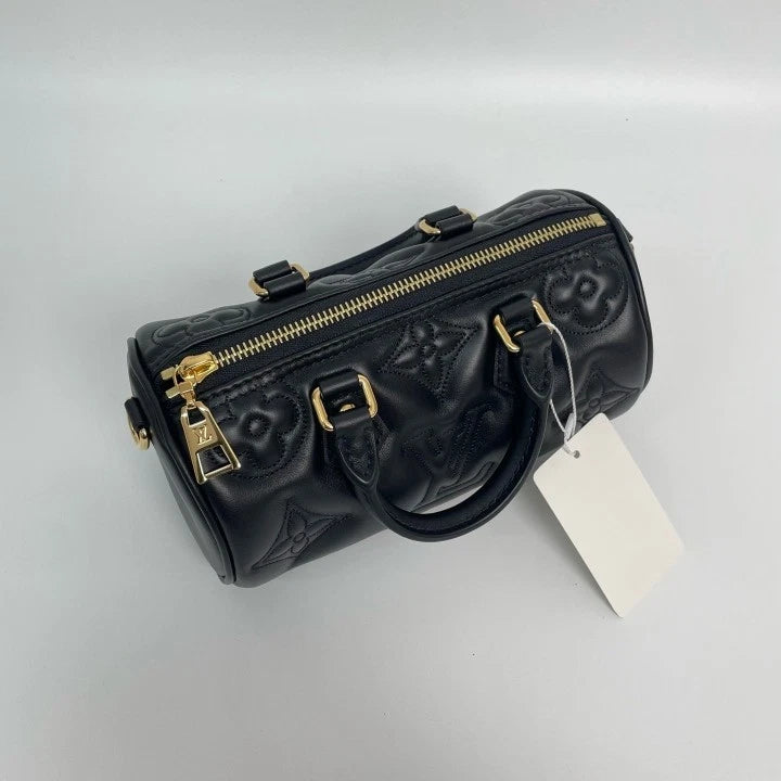 Louis Vuitton Papillon BB Black Embossed Barrel Bag Women
