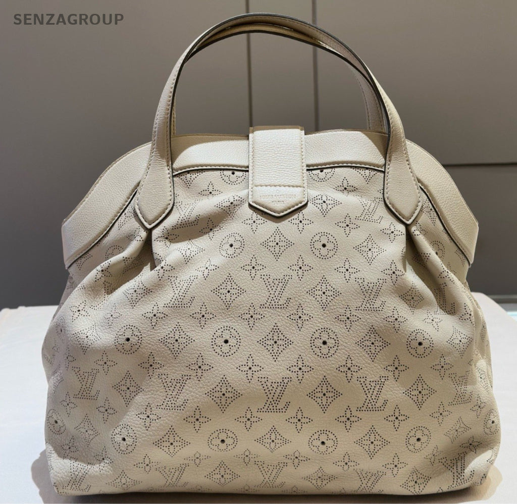 Louis Vuitton Mahina Monogram Top Handle Bag White Gold Women Classic