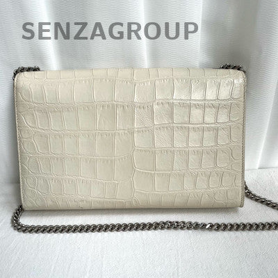 Saint Laurent Medium White Fringe Chain Shoulder Bag Silver Hardware