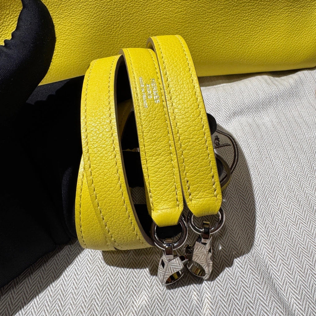 Hermes Kelly28 Evercolor Leather Yellow Top Handle Bag For Women