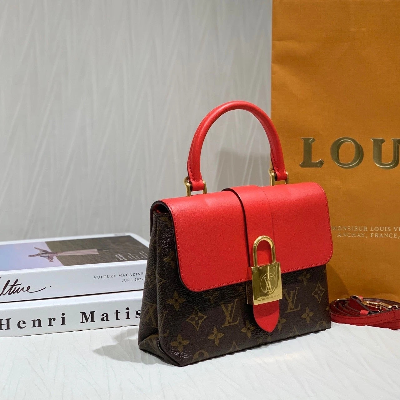 Louis Vuitton Red Canvas Lucky BB Lock Crossbody Bag For Women