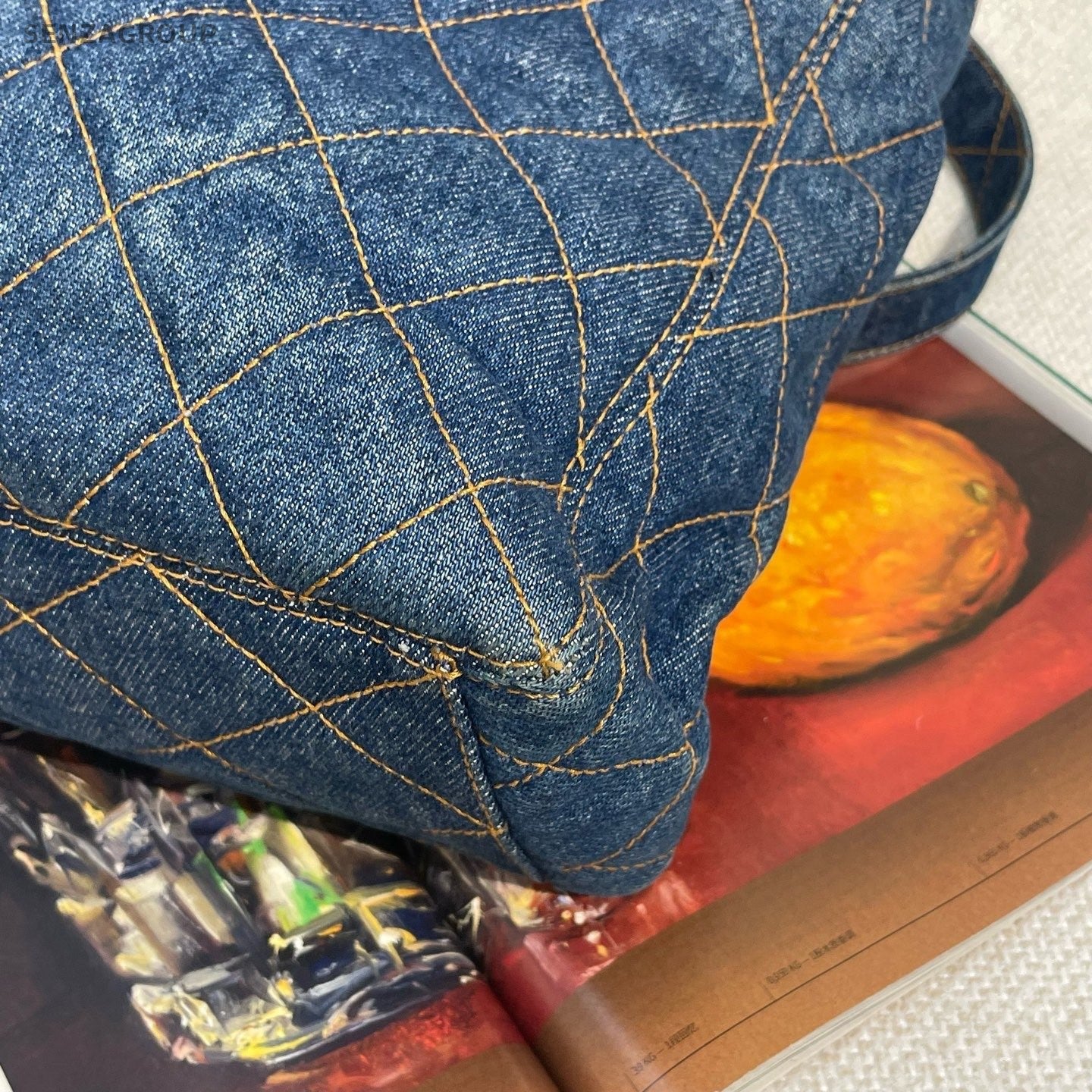 Chanel Denim Tote Shoulder Bag Blue Gold Used Women Classic Diamond