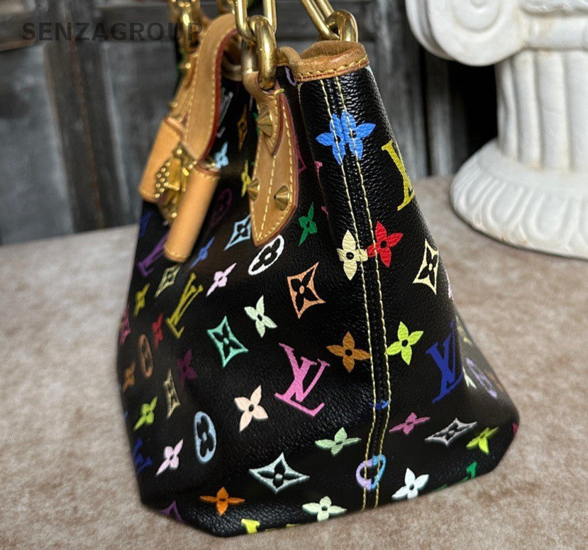 Louis Vuitton Annie PM Monogram Black Multicolor Top Handle Shoulder Bag Women