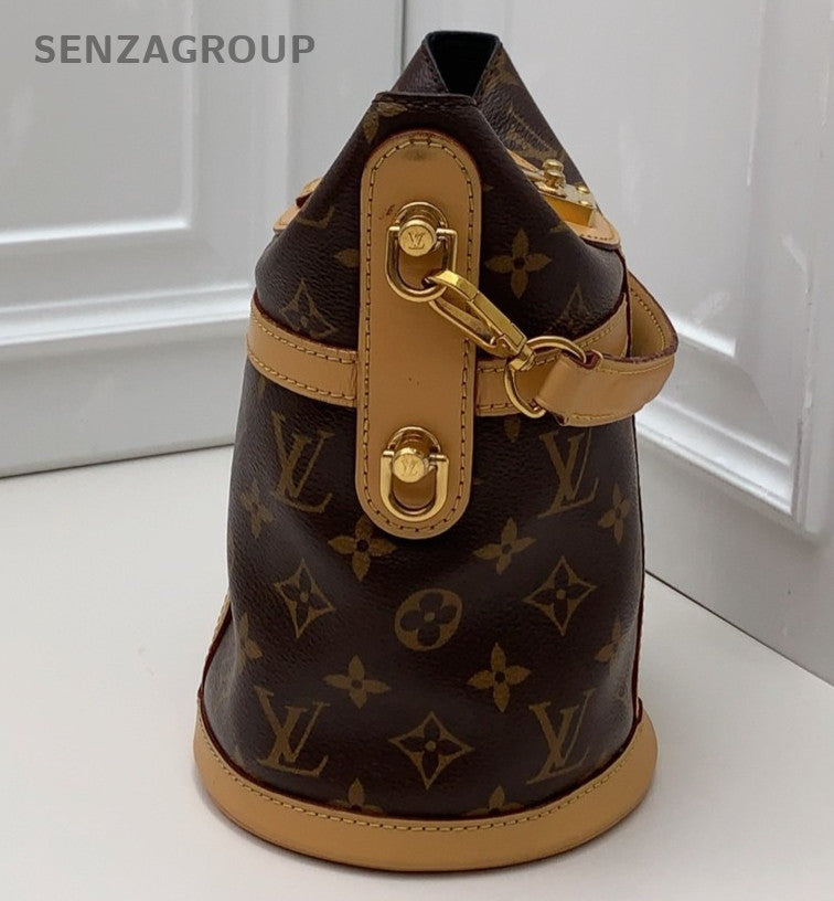 Louis Vuitton Monogram Duffle Top Handle Bag Crossbody Brown Gold Women Classic